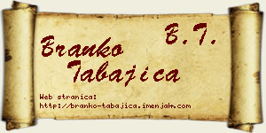 Branko Tabajica vizit kartica